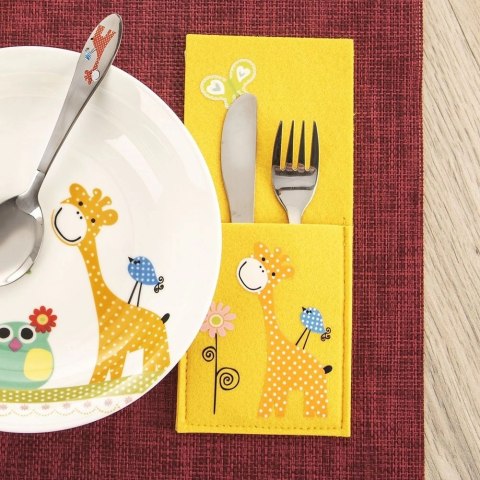 Pokrowiec Etui na Sztućce Dziecięcy Filc ORION Motyw ŻYRAFA 21 x 9 cm