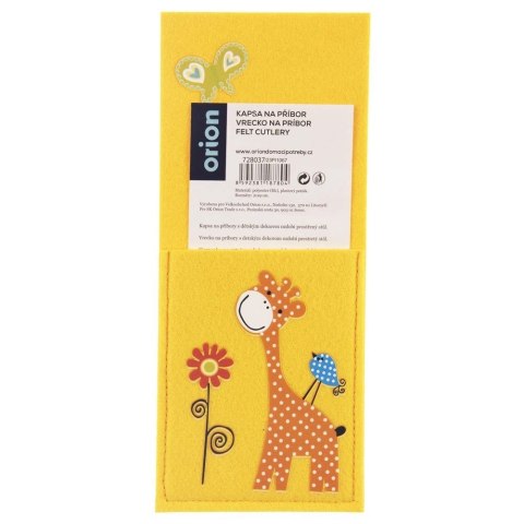 Pokrowiec Etui na Sztućce Dziecięcy Filc ORION Motyw ŻYRAFA 21 x 9 cm
