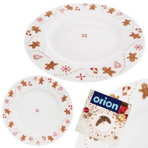 Talerz Deserowy Porcelanowy Świąteczny 20 cm ORION Dekor Piernik