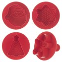 Wykrawacze do Ciastek 4 szt. ORION Boże Narodzenie z Tłokiem Czerwone