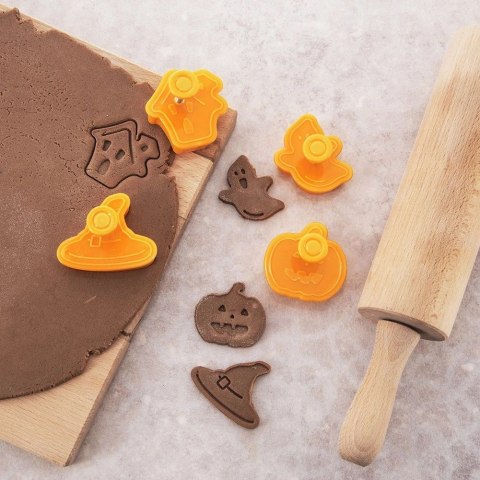 Wykrawacze do Ciastek 4 szt. ORION Halloween z Tłokiem Pomarańczowe