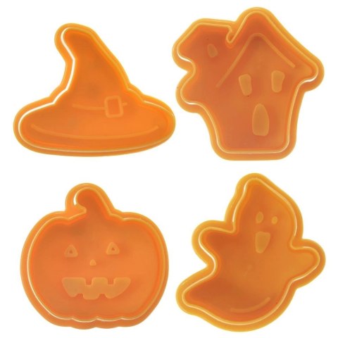 Wykrawacze do Ciastek 4 szt. ORION Halloween z Tłokiem Pomarańczowe