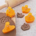 Wykrawacze do Ciastek 4 szt. ORION Halloween z Tłokiem Pomarańczowe