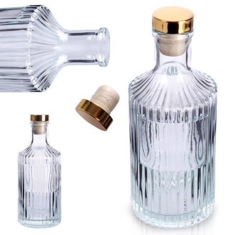 Butelka Szklana VILDE 250 ml z Korkiem Ryflowana na Oliwę lub Nalewki