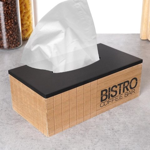 Pojemnik na Chusteczki BISTRO Loft 25 x 13,5 x 9 cm VILDE Czarno Drewniany