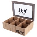 Organizer na Herbatę Drewniany 6 Komór VILDE Zamykany LOFT 24 x 16 cm