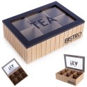 Organizer na Herbatę Drewniany 6 Komór VILDE Zamykany LOFT 24 x 16 cm