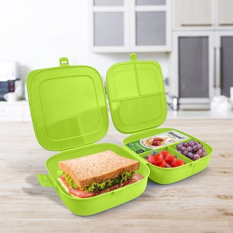 Pojemnik Lunchbox Dzielony 3 Komory 14 L VILDE z Klipsami 16 x 16 cm