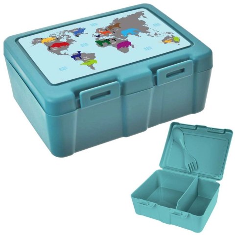 Pojemnik Lunchbox Dzielony Zestaw Sztućce 1 L ORION z Klipsami 18 x 14 cm