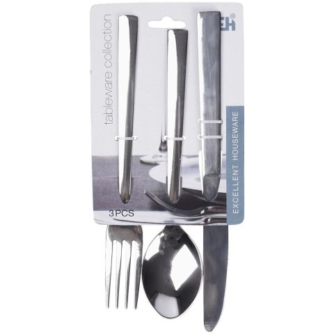 Zestaw Sztućców 3 el. EXCELLENT HOUSEWARE Stal Nierdzewna Błyszczące