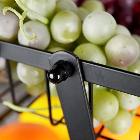 Koszyk na Owoce Warzywa 3 Poziomy Metalowy Czarny 28 x 17,5 x 34,5 cm VILDE