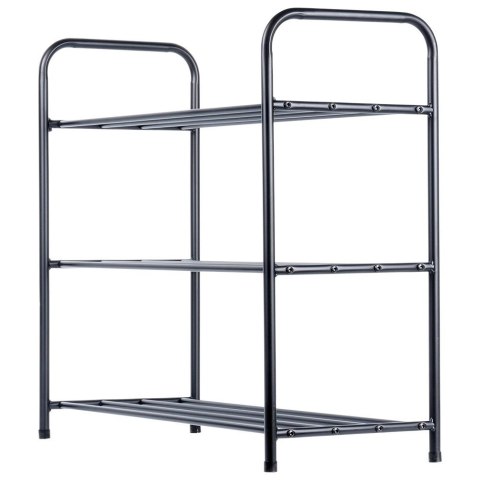 Półka Regał na Buty 3-Poziomowy Metalowy Czarny Solidny VILDE 63x28x60 cm Półka Regał na Buty 3-Poziomowy Metalowy Czarny Solidny VILDE 63x28x60 cm