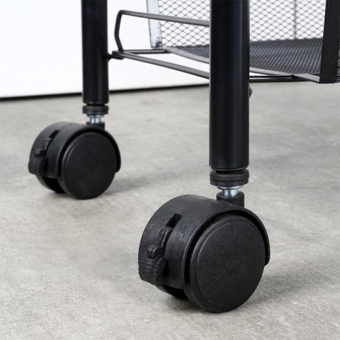 Półka Regał na Kółkach 3 Poziomowy Metal Czarny 44 x 26 x 63 cm VILDE