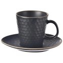 Filiżanka ze Spodkiem do Kawy Ceramiczna Czarna Dekoracyjna ORION 235 ml