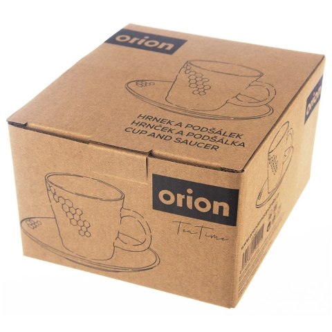 Filiżanka ze Spodkiem do Kawy Ceramiczna Czarna Dekoracyjna ORION 235 ml