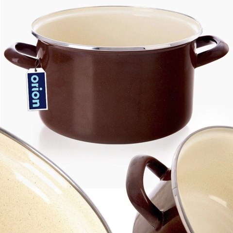 Garnek Emaliowany Brązowy Indukcja Gaz Solidny ORION 20 cm 3 L