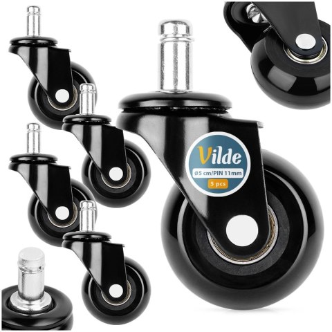 Kółka do Fotela Kauczukowe Obrotowe VILDE 5 cm Śr. 11 mm 5 szt.