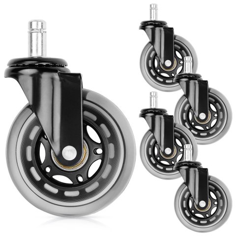 Kółka do Fotela Kauczukowe Obrotowe VILDE 7,5 cm / 11 mm 5 szt.