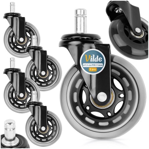 Kółka do Fotela Kauczukowe Obrotowe VILDE 7,5 cm / 11 mm 5 szt.