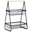 Koszyk na Owoce Warzywa 2-Poziomowy Metalowy Czarny VILDE 29 cm