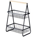 Koszyk na Owoce Warzywa 2-Poziomowy Metalowy Czarny VILDE 29 cm