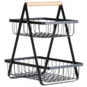 Koszyk na Owoce Warzywa 2-Poziomowy Metalowy Solidny VILDE 27x17,5x29 cm
