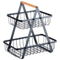 Koszyk na Owoce Warzywa 2-Poziomowy Metalowy Solidny VILDE 27x17,5x29 cm