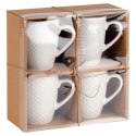 Kubki Ceramiczne Białe do Kawy Herbaty Zestaw Ozdobny VILDE 400 ml 4 szt.