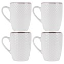 Kubki Ceramiczne Białe do Kawy Herbaty Zestaw Ozdobny VILDE 400 ml 4 szt.