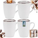 Kubki Ceramiczne Białe do Kawy Herbaty Zestaw Ozdobny VILDE 400 ml 4 szt.
