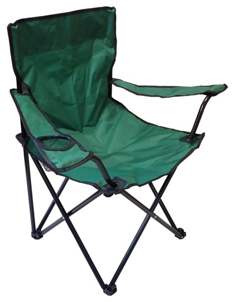 Lekkie Krzesło Składane Kempingowe z Oparciem Turystyczne Zielone KUBISPORT