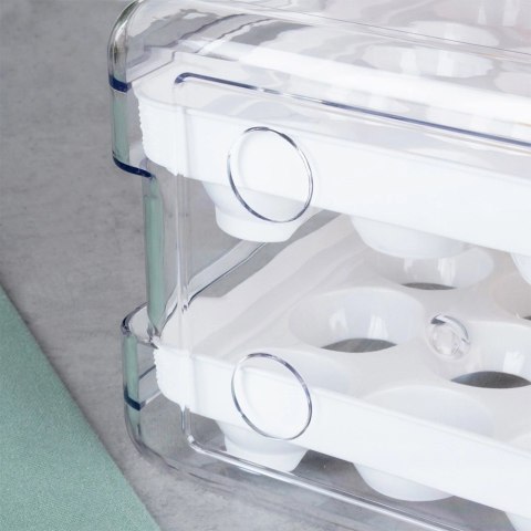 Pojemnik na Jajka 2-poziomowy Wysuwane Szufladki Biały VILDE 40 szt. Jajek