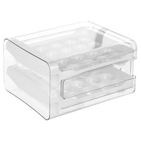 Pojemnik na Jajka 2-poziomowy Wysuwane Szufladki Biały VILDE 40 szt. Jajek