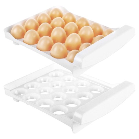 Pojemnik na Jajka 2-poziomowy Wysuwane Szufladki Biały VILDE 40 szt. Jajek