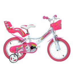 Rowerek Rower Dziecięcy dla Dzieci Dziewczynki z Bocznymi Kółkami DINO 14