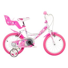 Rowerek Rower Dziecięcy dla Dzieci Dziewczynki z Bocznymi Kółkami DINO 16