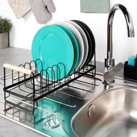 Suszarka do Naczyń na Talerze Sztućce Pojemna Czarna VILDE 39x16x14,5 cm