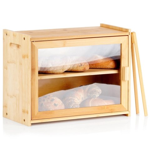 Chlebak 2-Poziomowy Półka Pojemnik na Chleb ze Szczypcami VILDE 40x20x31 cm