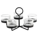 Dekoracyjny Świecznik Metalowy Czarny 5 Świeczek Szklane ORION 21x12cm