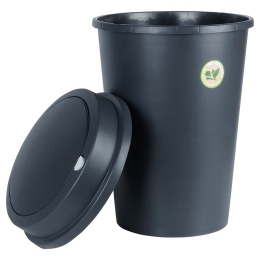 Kosz na Śmieci Odpady z Uchylną Pokrywą Plastikowy Czarny Solidny ORION 47l
