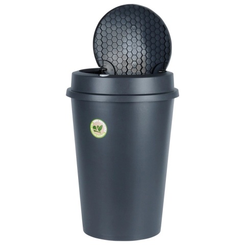 Kosz na Śmieci Odpady z Uchylną Pokrywą Plastikowy Czarny Solidny ORION 47l