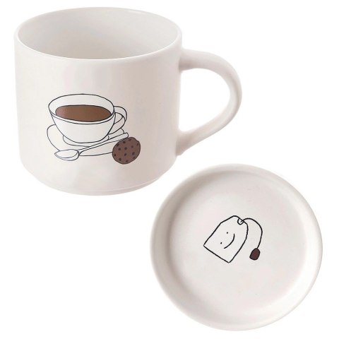 Kubek do Parzenia Herbaty Ziół Naparów z Pokrywką Porcelanowy ORION 420 ml