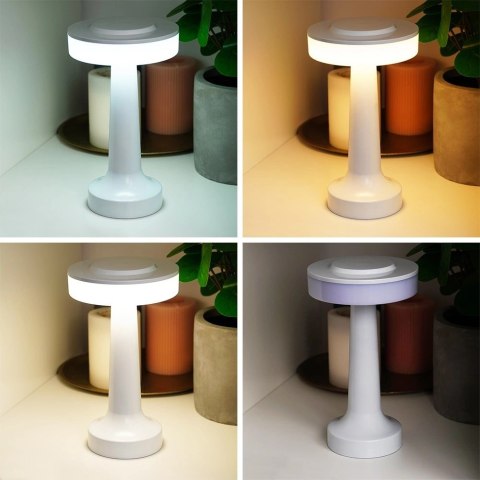 Lampka Stołowa LED Biała Bezprzewodowa 3 Tryby Świecenia VILDE 21x12 cm