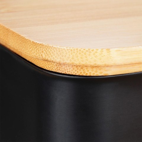 Maselniczka Pojemnik na Masło Stalowa Czarna Bambusowa VILDE 15x10x7,5 cm