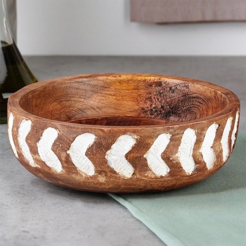 Miska Drewniana do Serwowania Podawania Owoców Ozdobna VILDE 20 cm, 850 ml