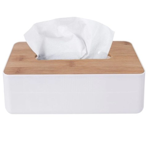 Pudełko Pojemnik na Chusteczki Bambusowy Biały Solidny ORION 26x13x8,5 cm