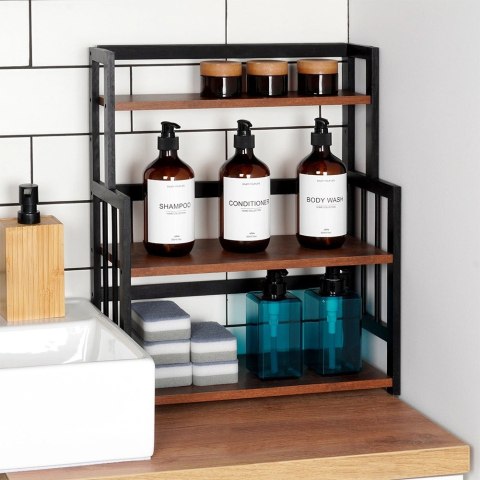 Regał Półka Kuchenna 3-Poziomowa Drewniana Solidna VILDE 41,5x18,5x50 cm