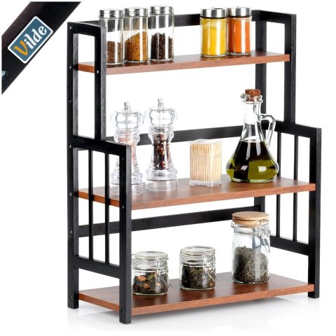 Regał Półka Kuchenna 3-Poziomowa Drewniana Solidna VILDE 41,5x18,5x50 cm