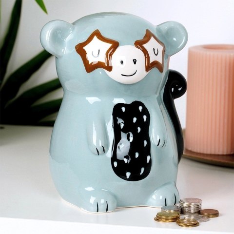 Skarbonka Ceramiczna Małpka na Prezent dla Dzieci Dorosłych VILDE 10,5x17cm