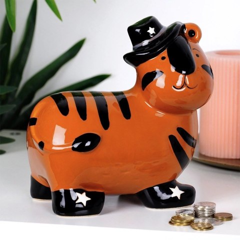 Skarbonka Ceramiczna Tygrys na Prezent dla Dzieci Dorosłych VILDE 10,5x17cm